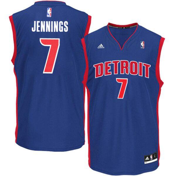 Camiseta Brandon Jennings 7 Detroit Pistons adidas Road Replica Azul Hombre
